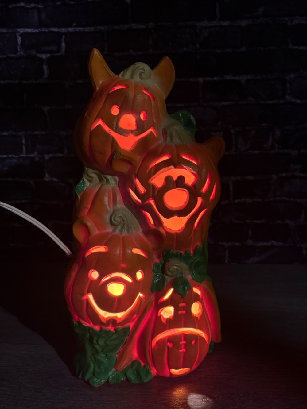 Vintage 1995 Winnie the Pooh Foam Pumpkin Stack Lighted Halloween